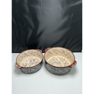 Temptations Ovenware Black Floral Lace Round 1.75 Qt & 1 Qt Serving Dishes